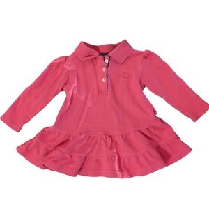 CHAPS Solid Pink Long Sleeve Polo Dress Tunic